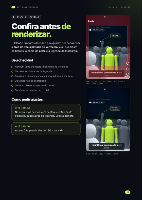 Revisão antes do render